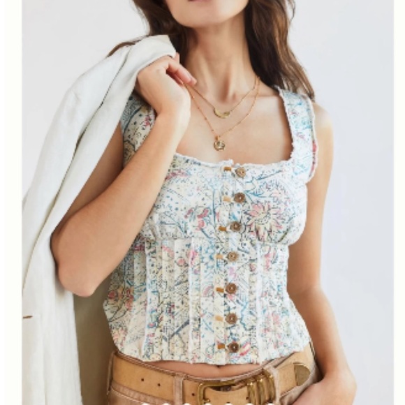 Corset top Pilcro/Anthropologie. Denim like material. NWT never worn - Picture 1 of 6